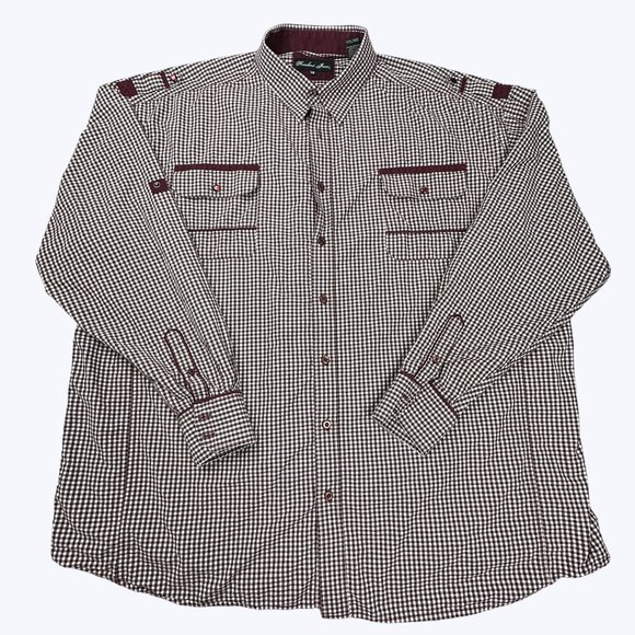 Knockout Jeans Men's 5XB Long‎ Sleeve Shirt Maroon and white - Picture 1 of 7